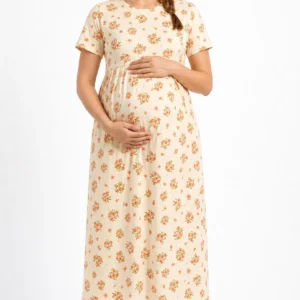 Cream Floral Maternity Dress for Women