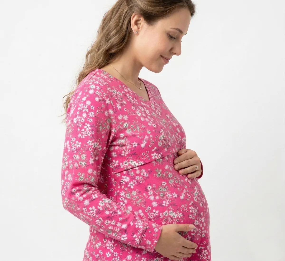 Pink Floral Maternity Top for Women - Image 3