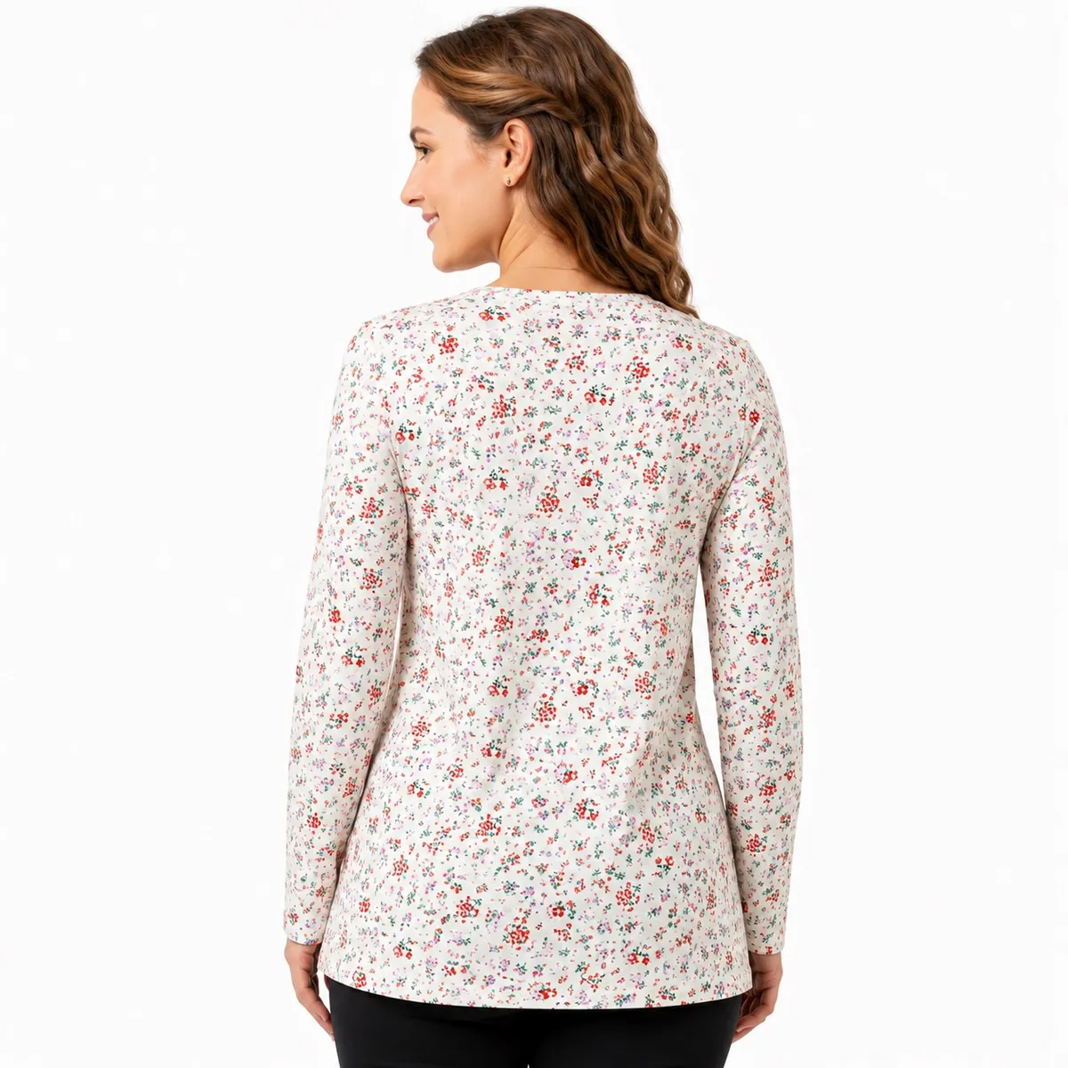 White Floral Print Maternity Nursing Top for Women - Image 4
