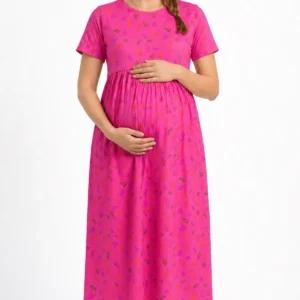 Pink Printed Maternity Dress for Women