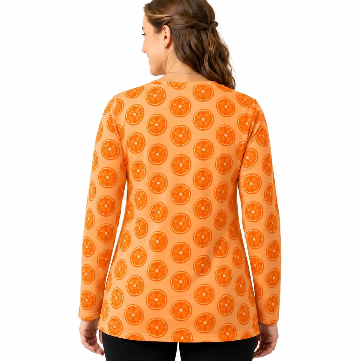 Orange Citrus Print Maternity Top for Women - Image 5