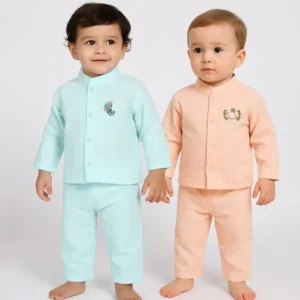 Baby Boy Full Sleeve Embroidery Cotton crinkled Shirt and Shorts Set Pack of 2