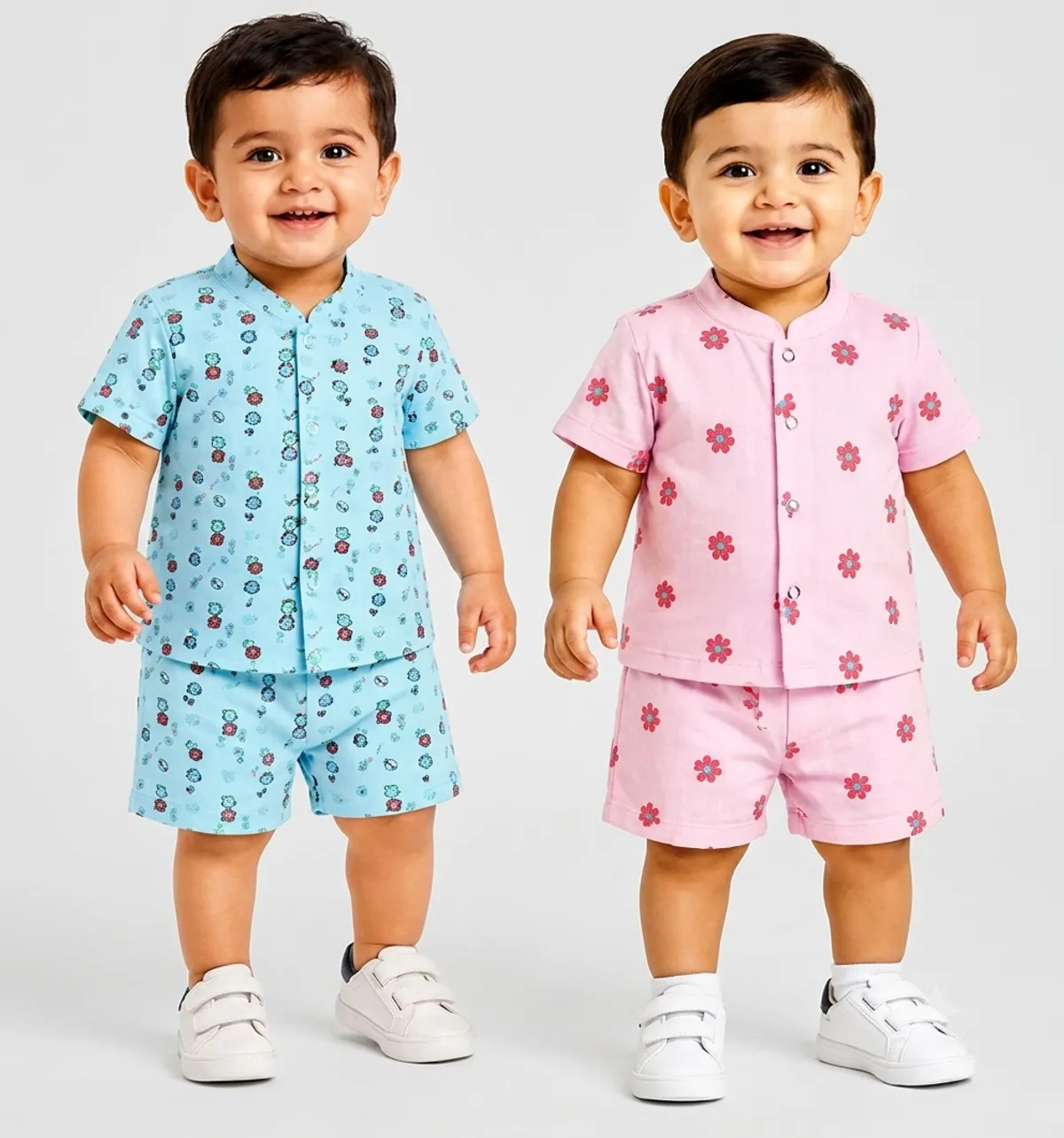 MangoPies Colour Muslin Boys Top and Bottom Set Pack of 2