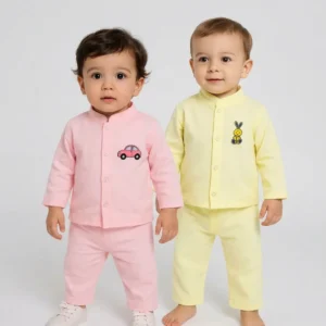 Baby Boy Full Sleeve Embroidery Cotton Crinkled Shirt and Shorts Set Pack of 2