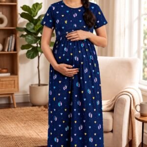 MangoPies 100% Cotton  Printed Women Maternity Feeding Dress