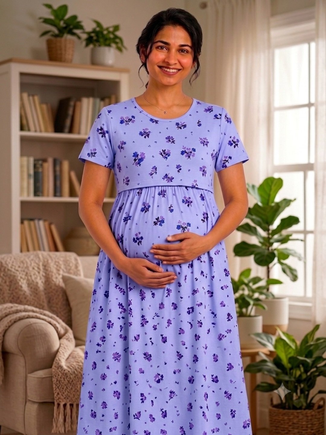 MangoPies 100% Cotton Women Maternity Feeding Dress